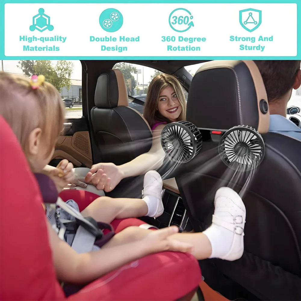Car Back Seat Fan – 5-Blade Summer Cooling USB Fan