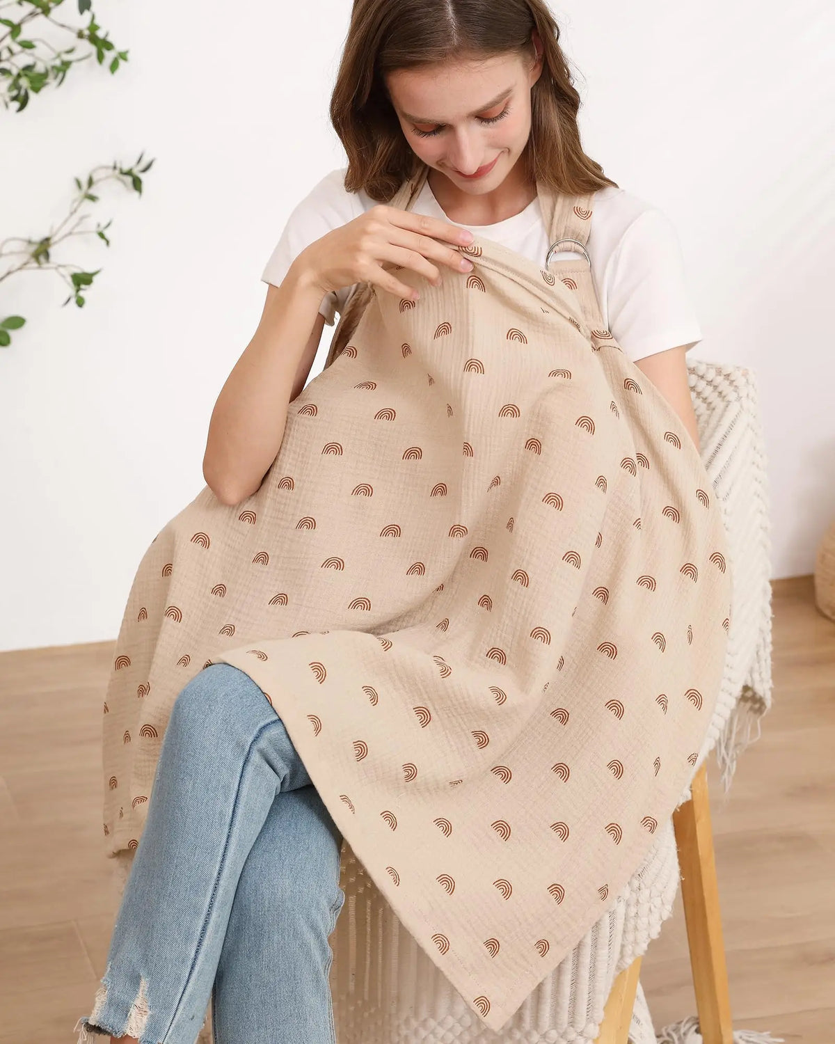 Breathable Muslin Nursing Apron – Cotton Baby Feeding Cover