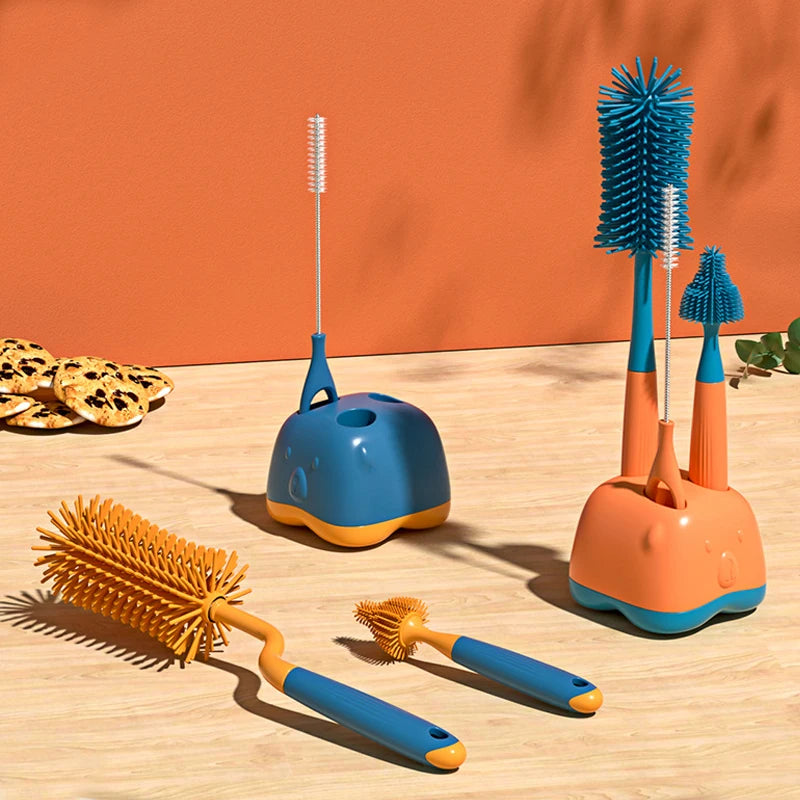Brosse de nettoyage en silicone pour bébé | Nettoyeur à 360° pour biberons, tétines et sucettes