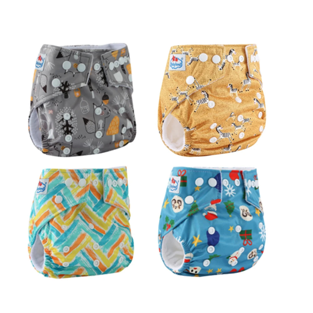 Couches lavables Babyland – Lot de 4, imperméables et écologiques pour peaux sensibles