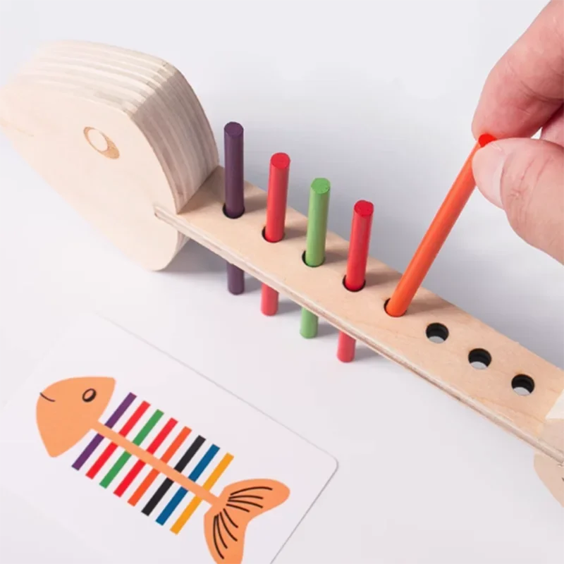 Montessori Fish Bone Puzzle – Color & Sensory Matching Toy