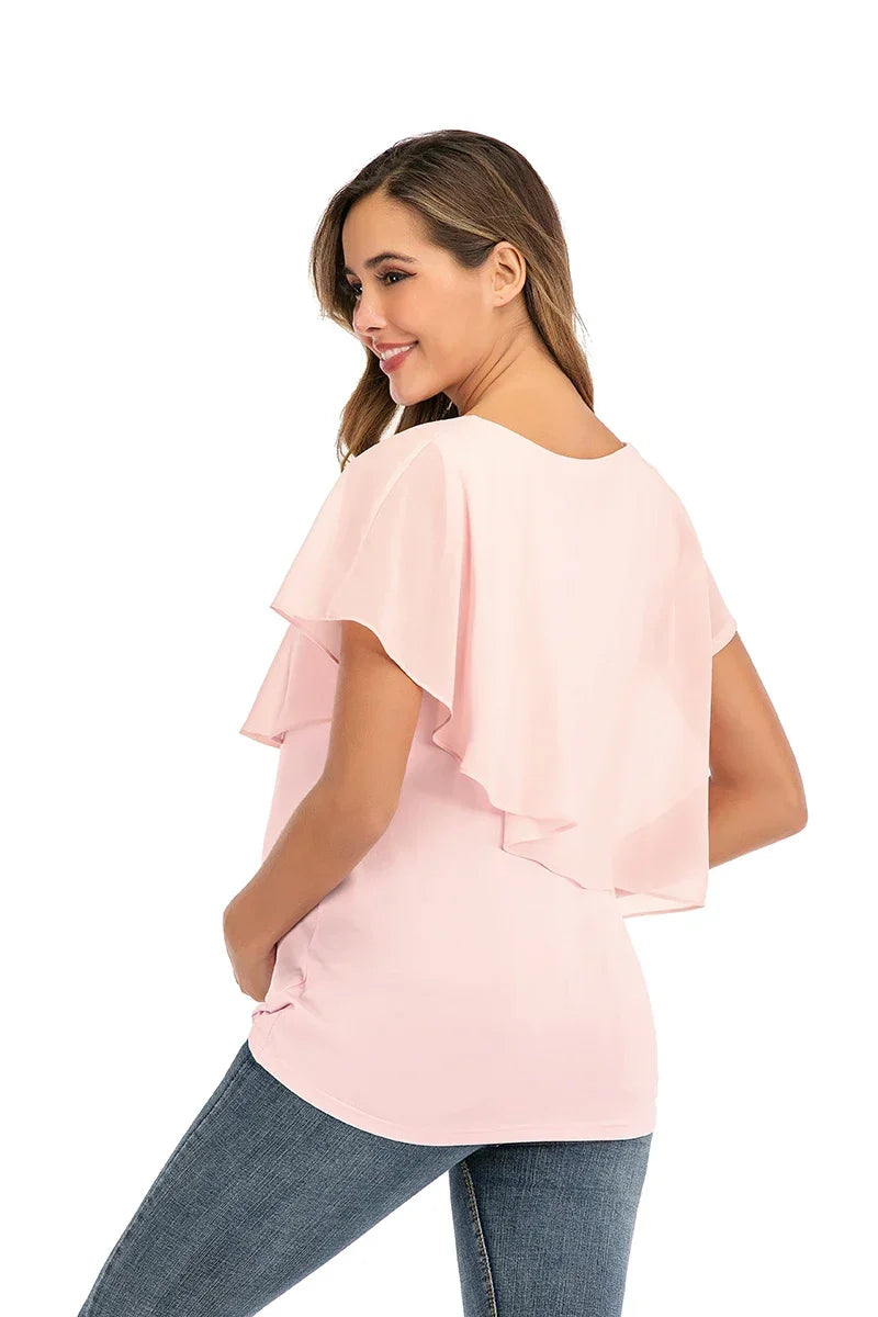 Nouveau T-shirt d'allaitement d'été – Haut de maternité sans manches à double épaisseur