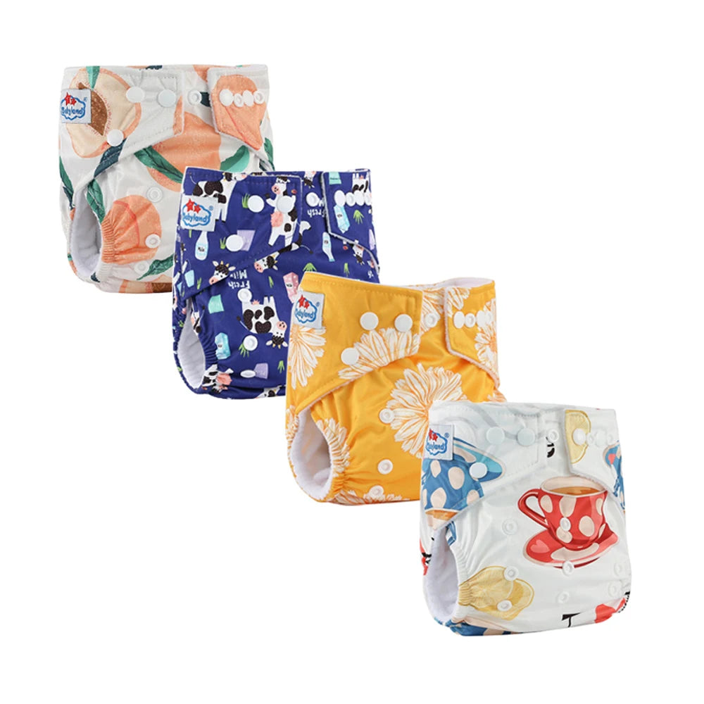 Couches lavables Babyland – Lot de 4, imperméables et écologiques pour peaux sensibles