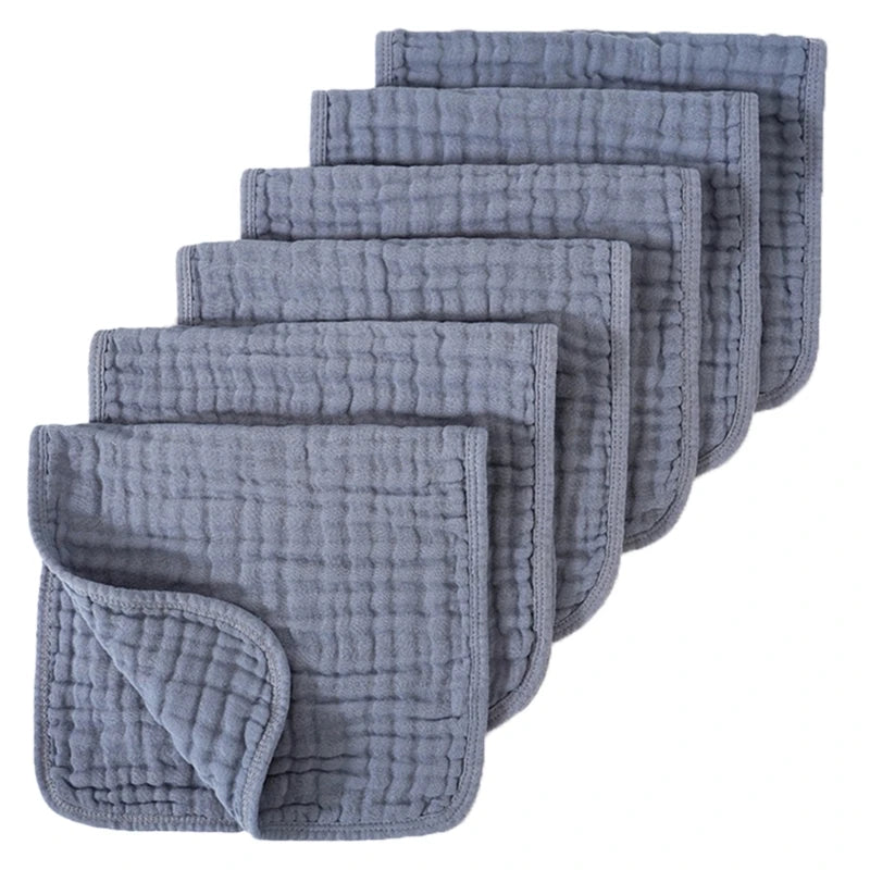 Ensemble de 6 serviettes pour bébé – Lingettes en mousseline de coton 6 épaisseurs pour le visage et le dos