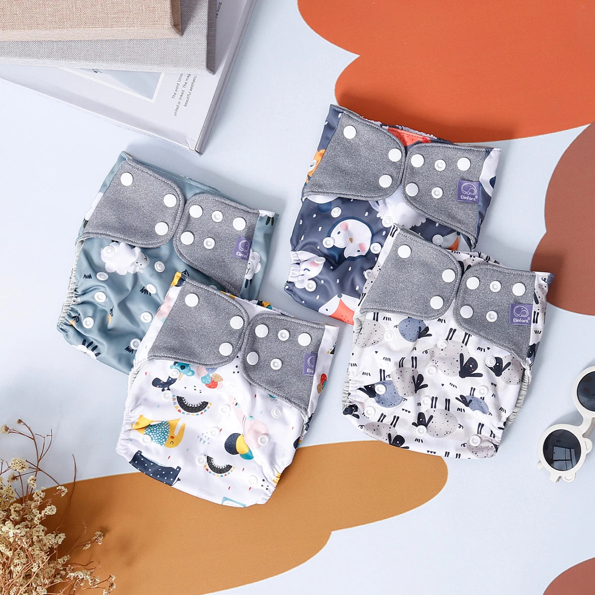 Lot de 4 couches lavables pour bébé