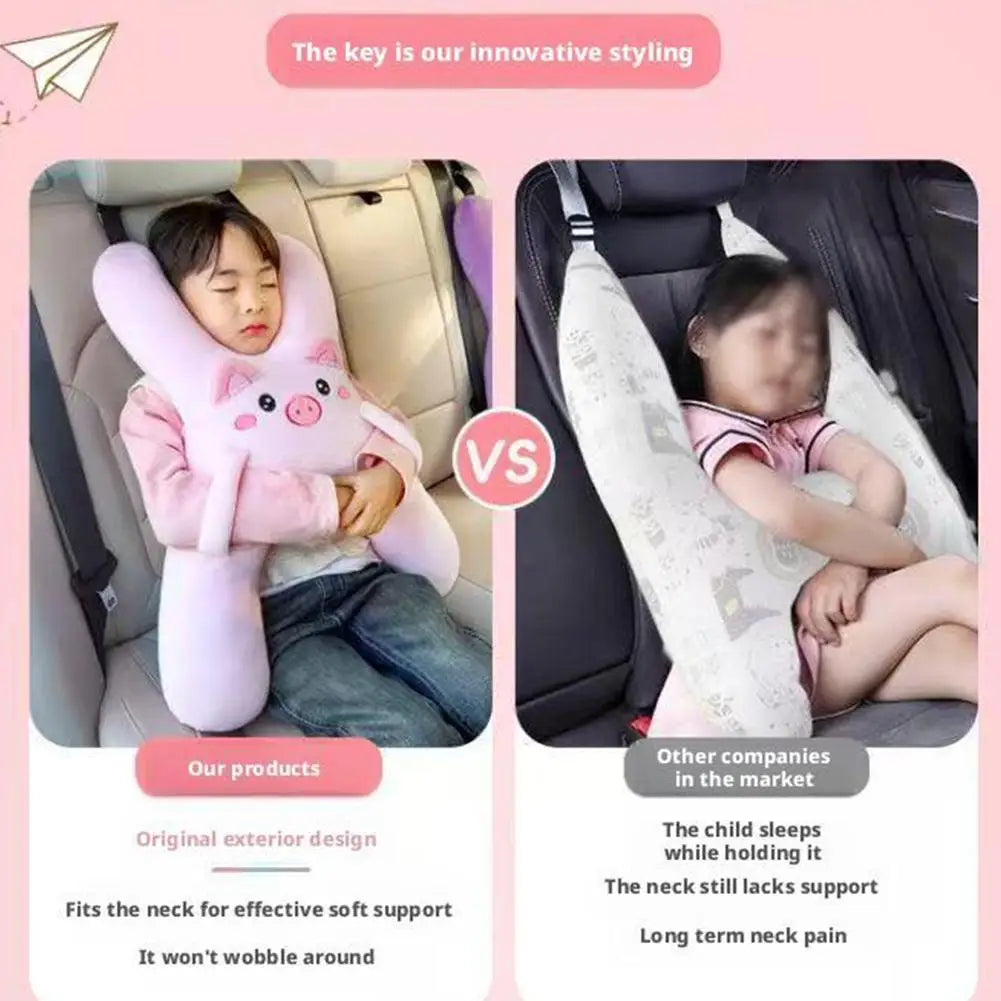 Oreiller de voiture amovible – Appui-tête mignon à motif dessin animé pour enfants