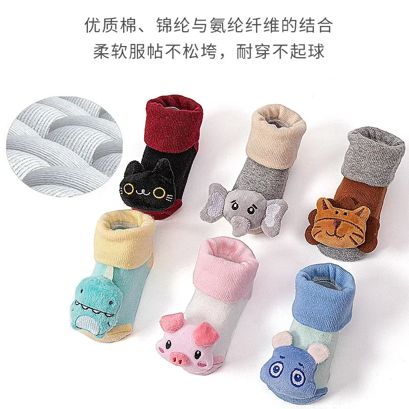 Non-Slip Cartoon Socks with Sound for Babies