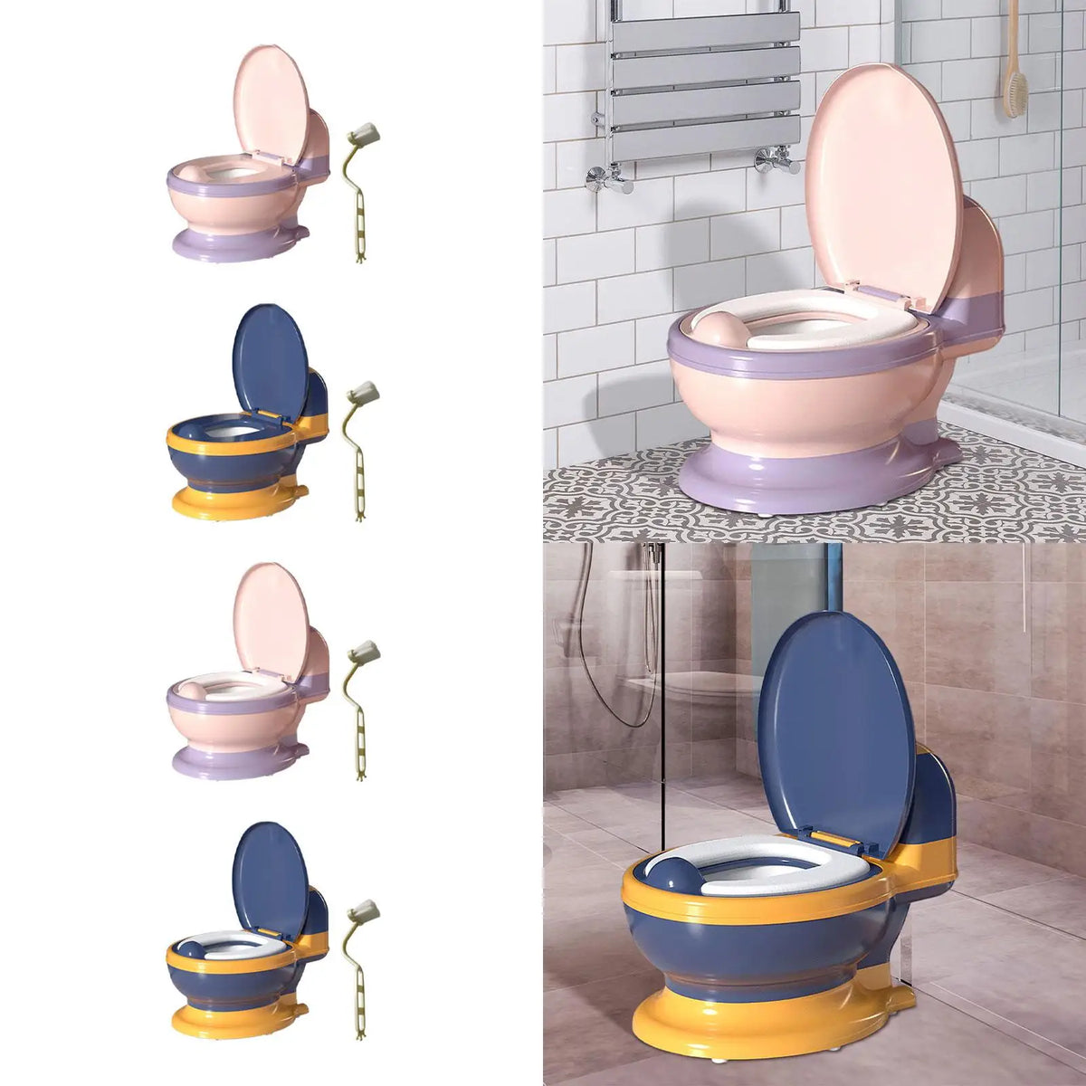 Pot d'apprentissage de la propreté – Compact avec brosse et lingettes