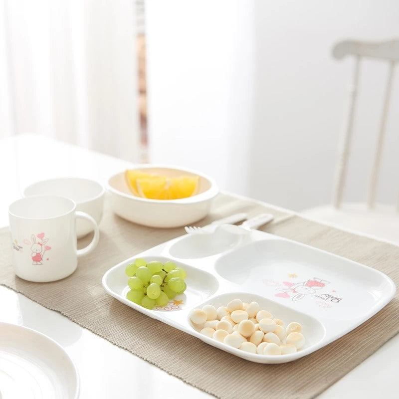 Ensemble repas pour enfants – Assiette compartimentée et ensemble cuillère/fourchette