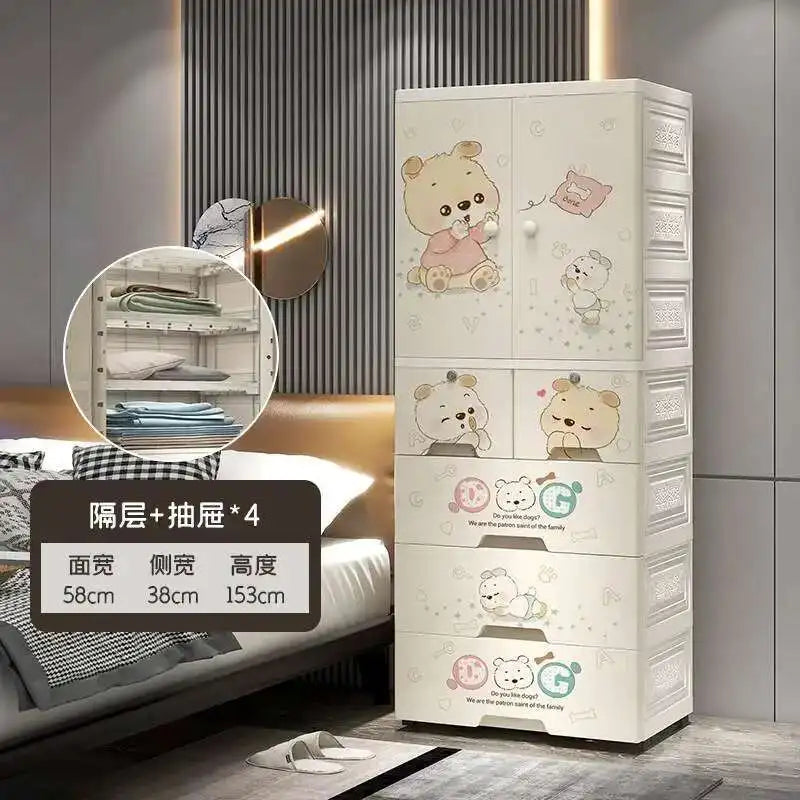 Armoire bébé en plastique – Armoire de rangement à motifs pour filles