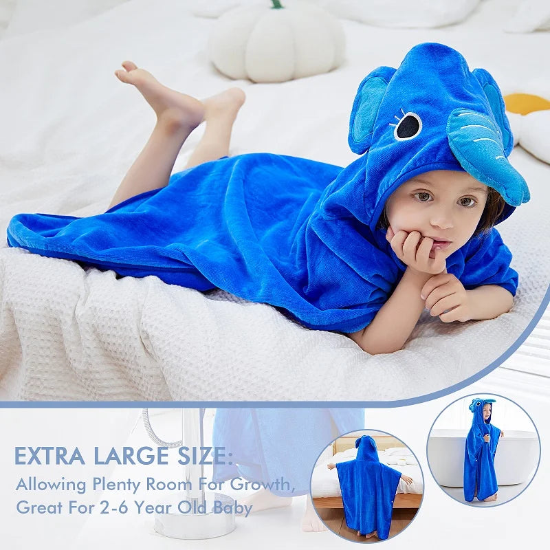Serviette de bain à capuche pour enfants MICHLEY Fox – Peignoir poncho en coton (2–6 ans)