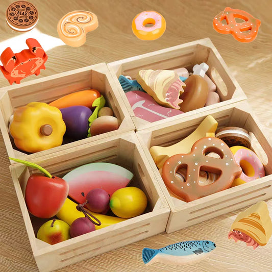 Wooden Dessert & Food Playset – Montessori Fun!