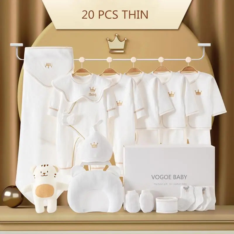 15/17/18/20-Piece Newborn Baby Set – 100% Cotton Unisex Clothing (0–6M)