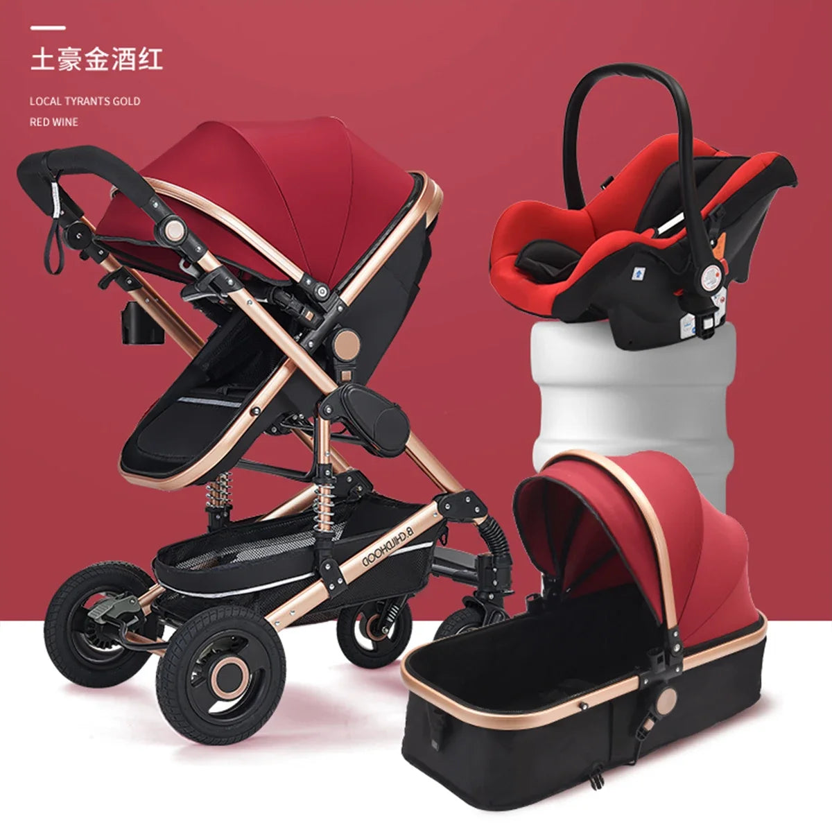 3-in-1 Foldable Baby Stroller – High Landscape, All-Season Carriage