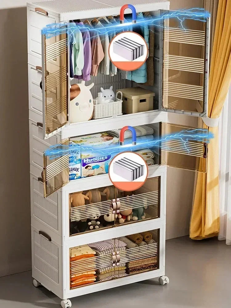 Organisateur de garde-robe pour bébé – Bacs à vêtements pliables et transparents