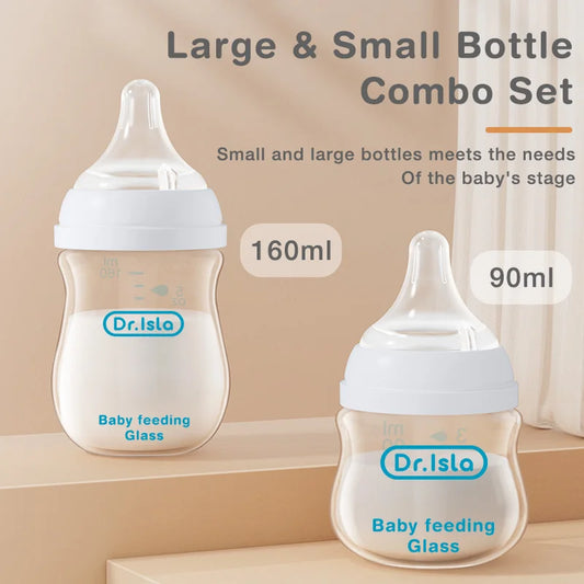 Newborn Feeding Glass Bottle | 90/160ML, BPA-Free, Anti-Choke Design