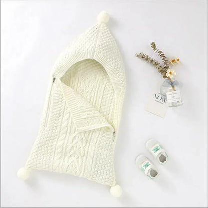 Nouvelles couvertures d'emmaillotage tricotées unies pour bébés de 0 à 1 an, chaudes et douillettes pour l'hiver.