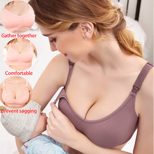 Wireless Maternity Nursing Bra – Front-Open, Seamless, Push-Up Support