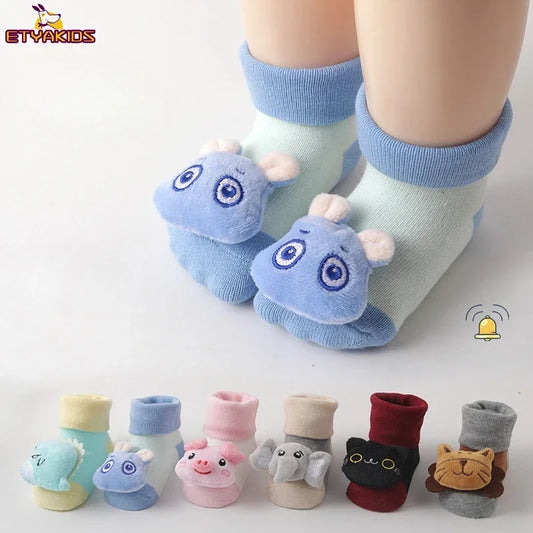 Non-Slip Cartoon Socks with Sound for Babies