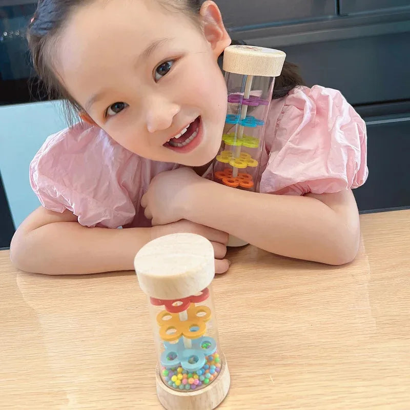 Montessori Rain Stick – Rainbow Sensory Rattle for Kids