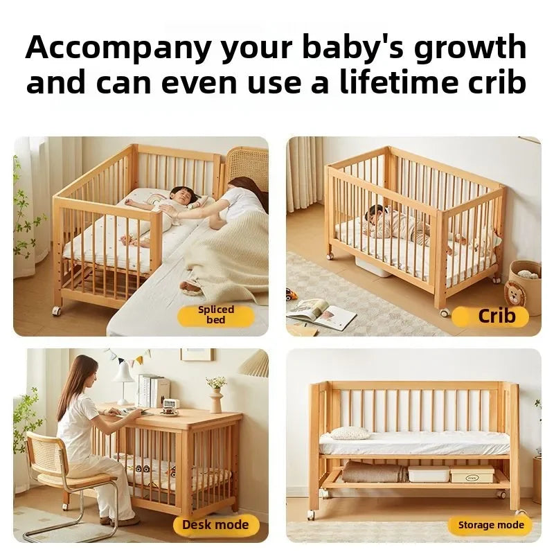 Convertible Baby Bassinet – Guardrail & Rolling Design