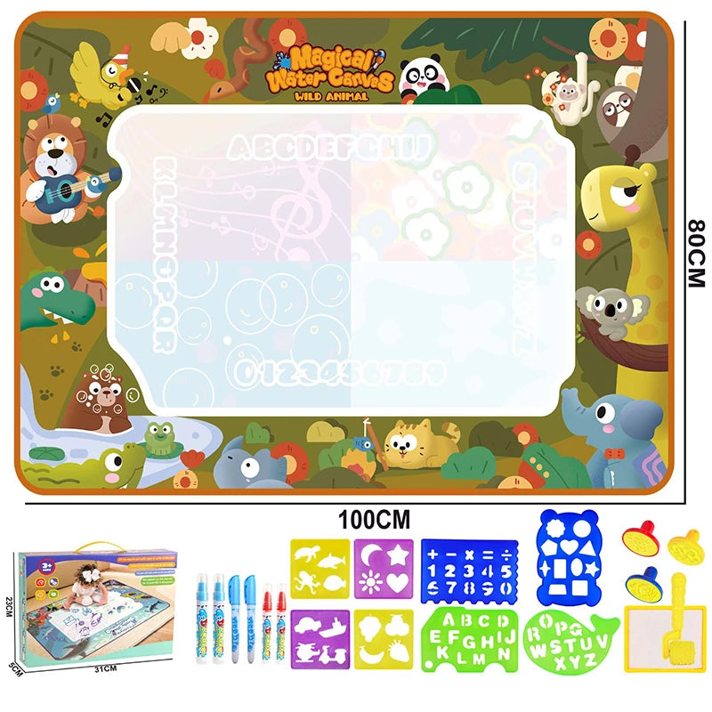 Magic Water Drawing Mat 100x80cm – Reusable Montessori Painting & Doodle Toy