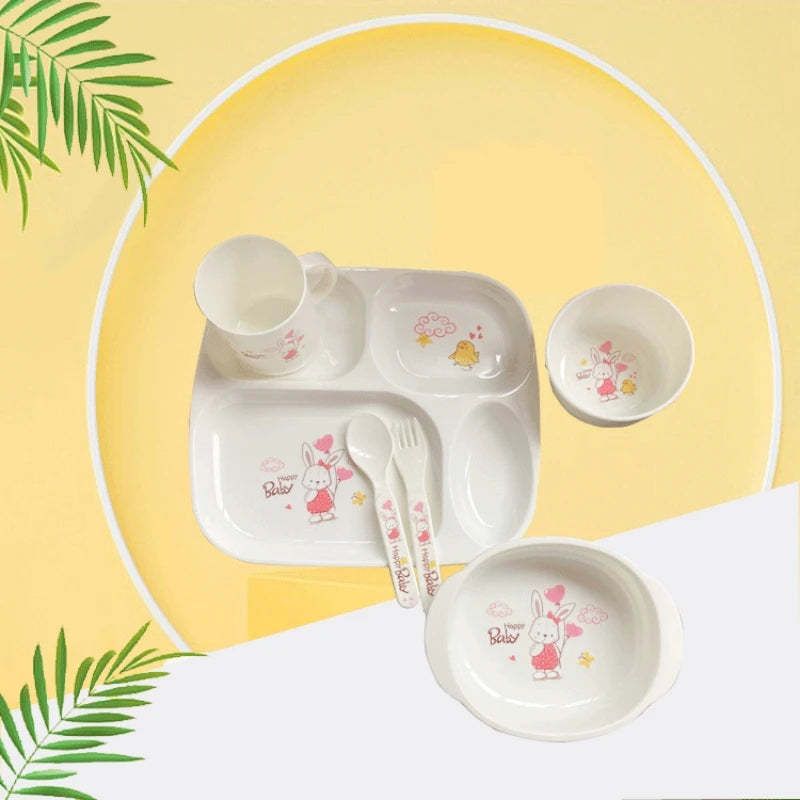 Ensemble repas pour enfants – Assiette compartimentée et ensemble cuillère/fourchette
