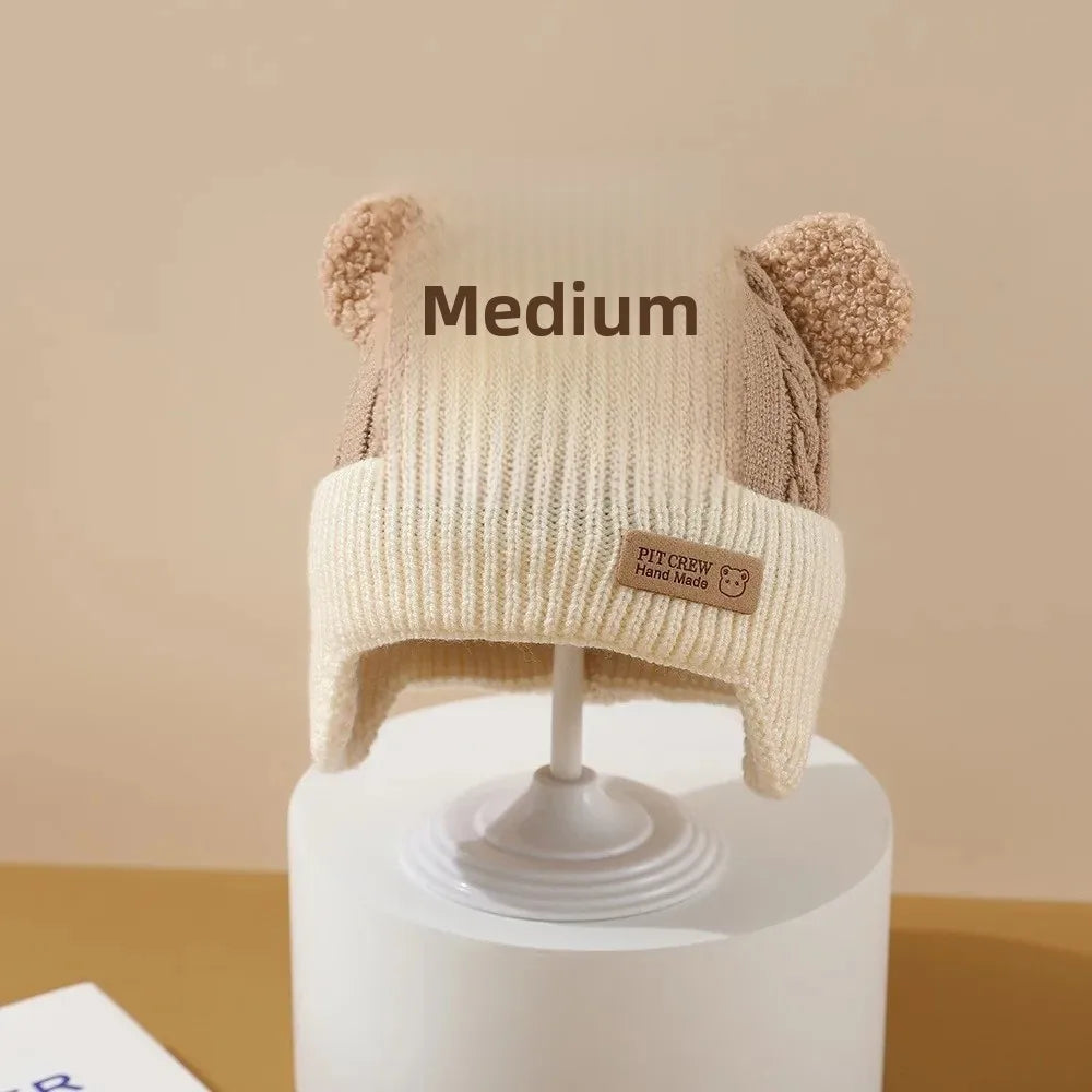 Bonnet tricoté ours mignon – Bonnet d'hiver chaud pour bébé