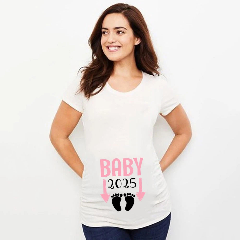 T-shirt de maternité « Bébé en route pour 2025 » – Annonce de grossesse