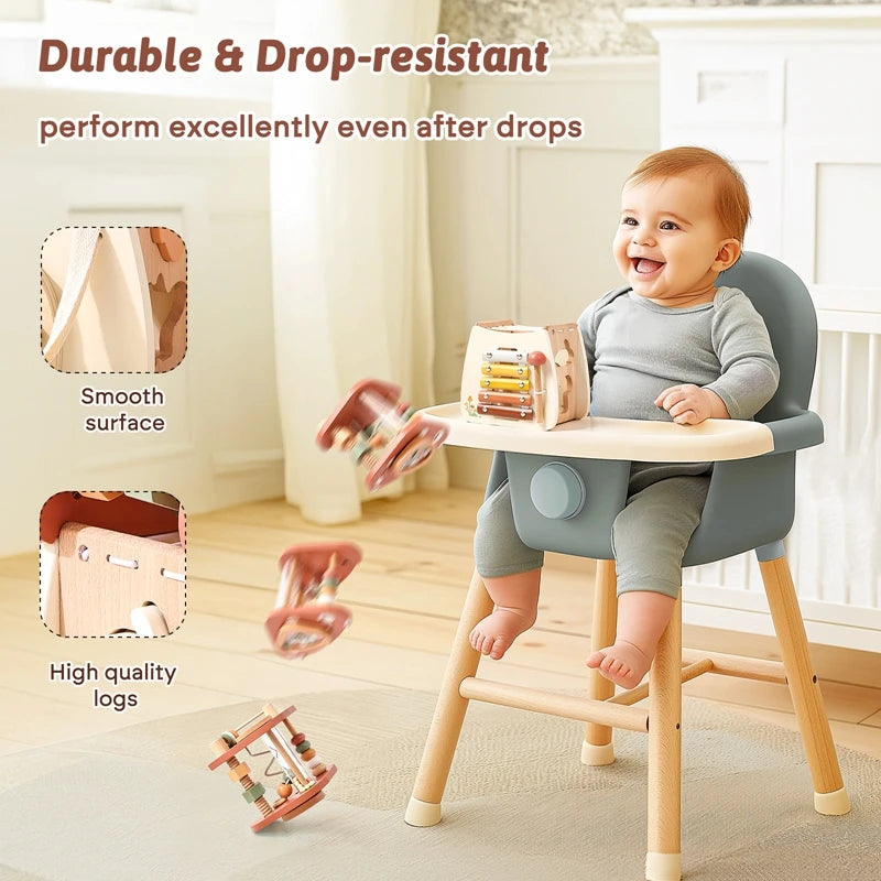 Montessori Wooden Mushroom Castle – 5-in-1 Stacking & Puzzle Toy