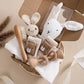 Newborn Bath Gift Set – Cotton Blanket, Milestone Cards & Rattle