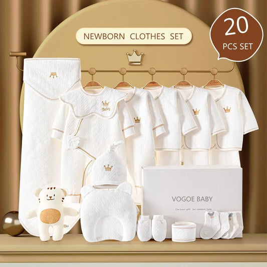15/17/18/20-Piece Newborn Baby Set – 100% Cotton Unisex Clothing (0–6M)