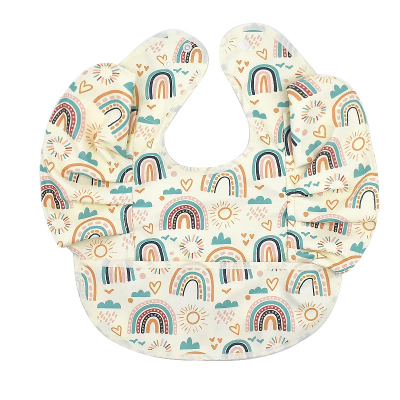 Nordic Style Baby Bib – Waterproof Short Sleeve with Pocket
