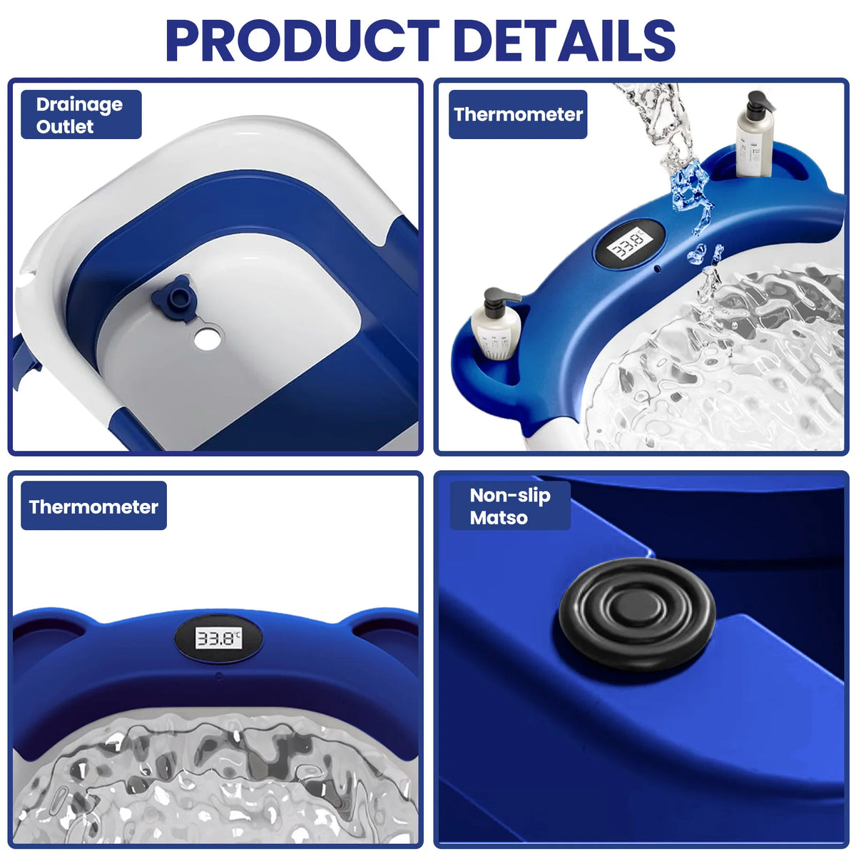 Baignoire pliable pour bébé – Baignoire domestique avec capteur de température