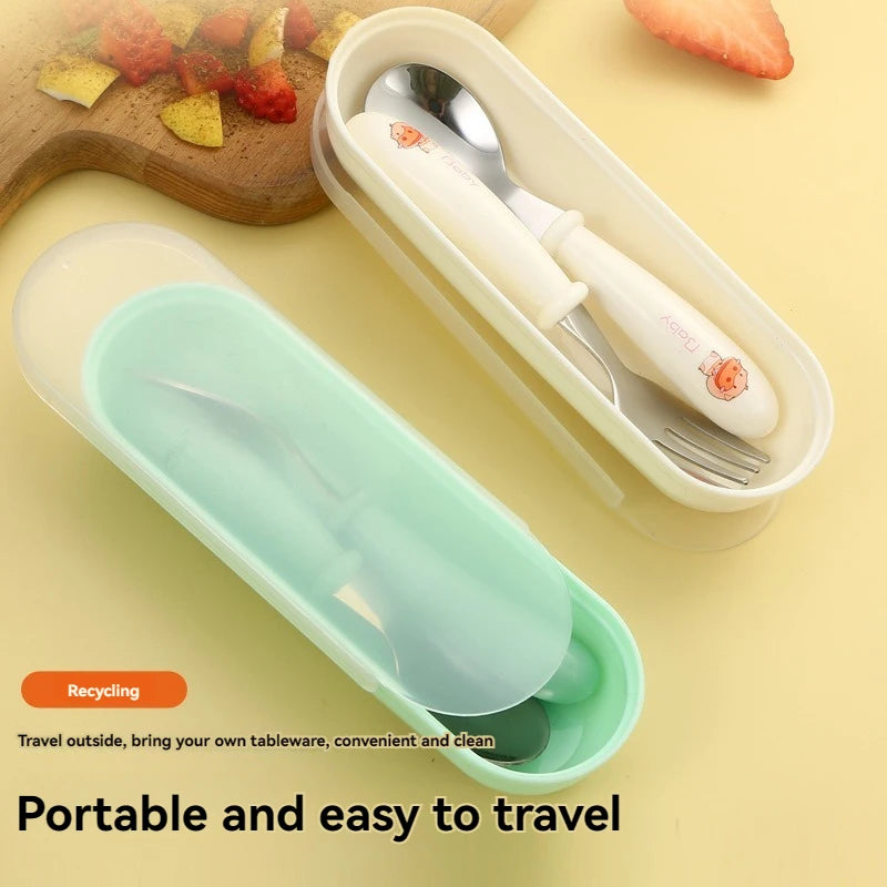 Accessoires essentiels pour l'alimentation de bébé – Couverts en acier inoxydable au design de poupée adorable