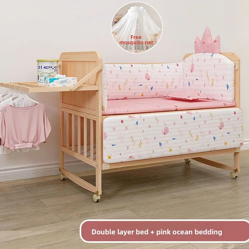 Convertible Baby Bed – Solid Wood & Adjustable Cradle