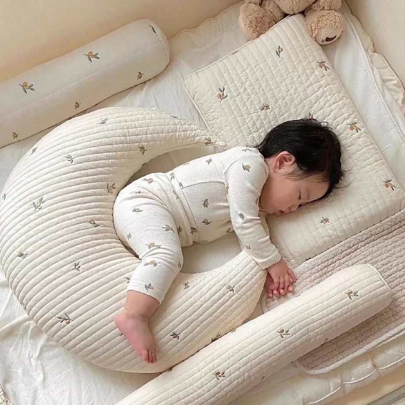 Crescent Baby Nursing Pillow – Soft Cotton Waist Support