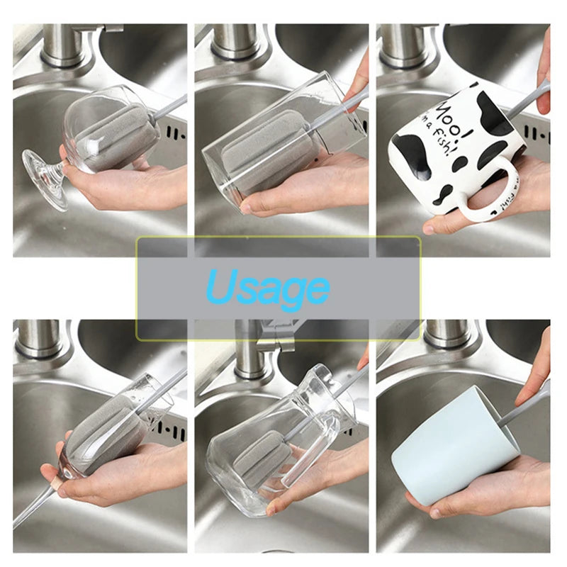 Brosse de nettoyage pour biberons | Brosse en silicone rotative à 360° avec long manche