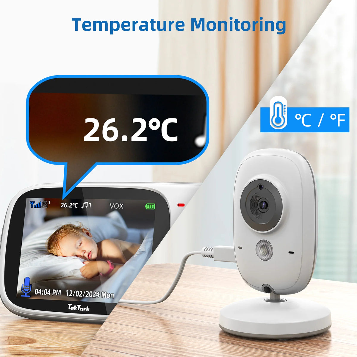 Wireless Baby Monitor 3.2" Screen with Night Vision and Audio