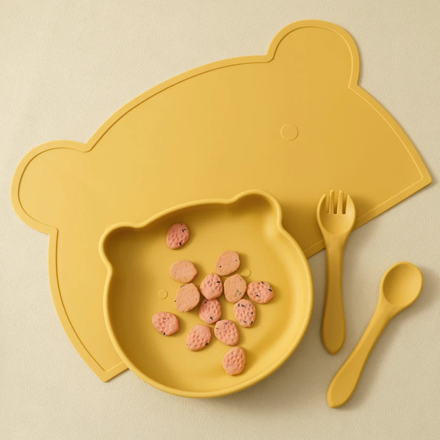 Baby Tableware Set – BPA-Free Silicone Plate, Utensils & Mat