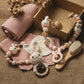 Newborn Bath Gift Set – Cotton Blanket, Milestone Cards & Rattle