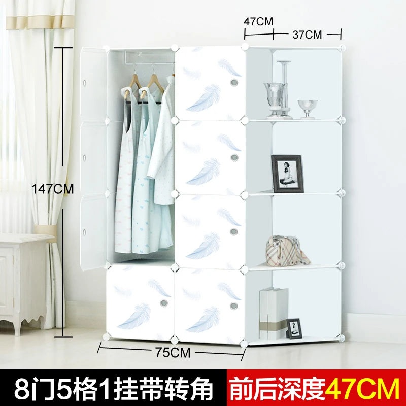 Armoire bébé minimaliste – Cube en plastique et rangement en tissu
