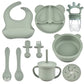 Kit d'alimentation pour bébé – 9 pièces en silicone avec bavoir