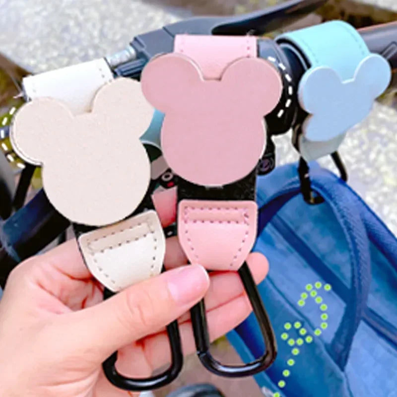 1–2PCS Rotatable PU Leather Stroller Hooks – 360° Pram Organizer