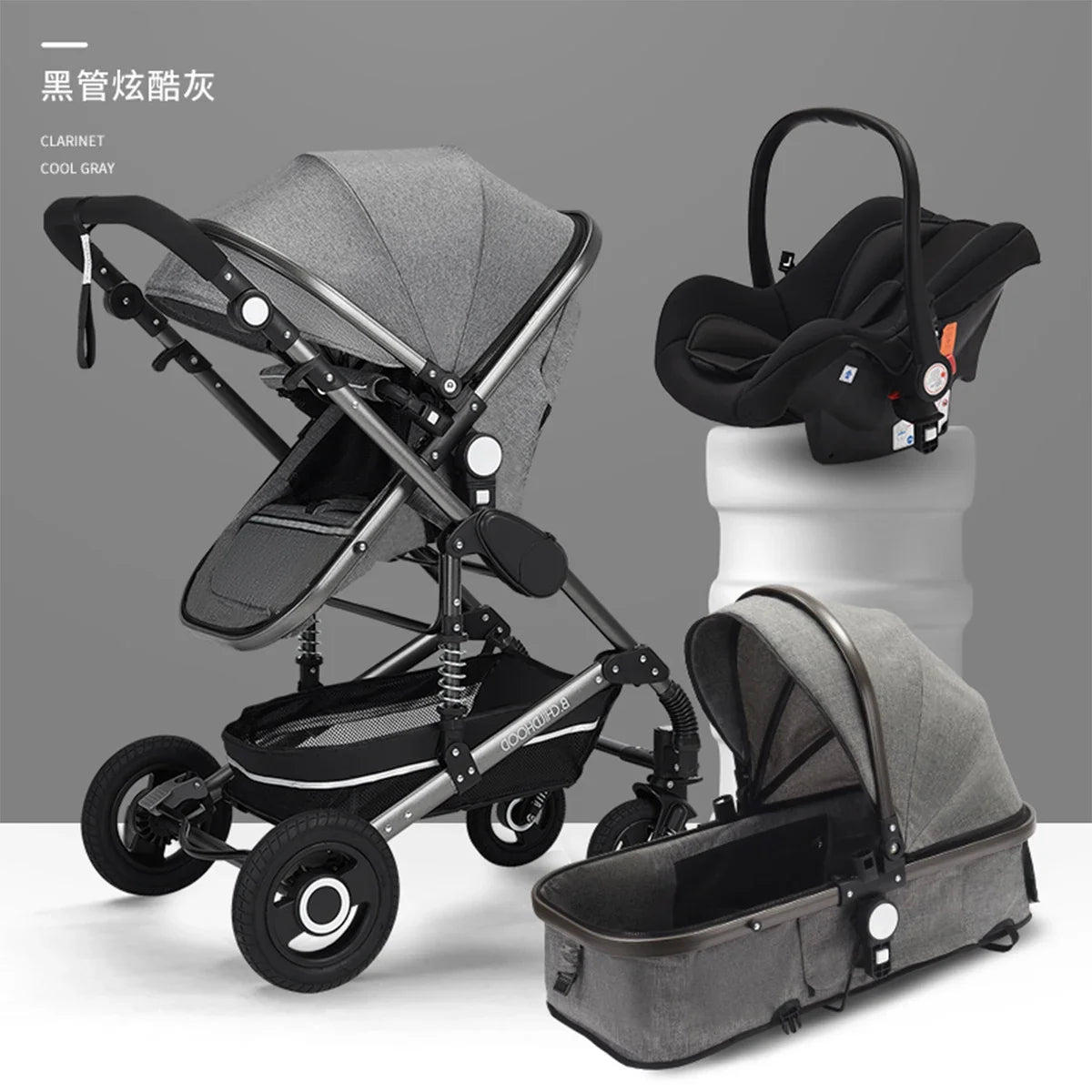 3-in-1 Foldable Baby Stroller – High Landscape, All-Season Carriage