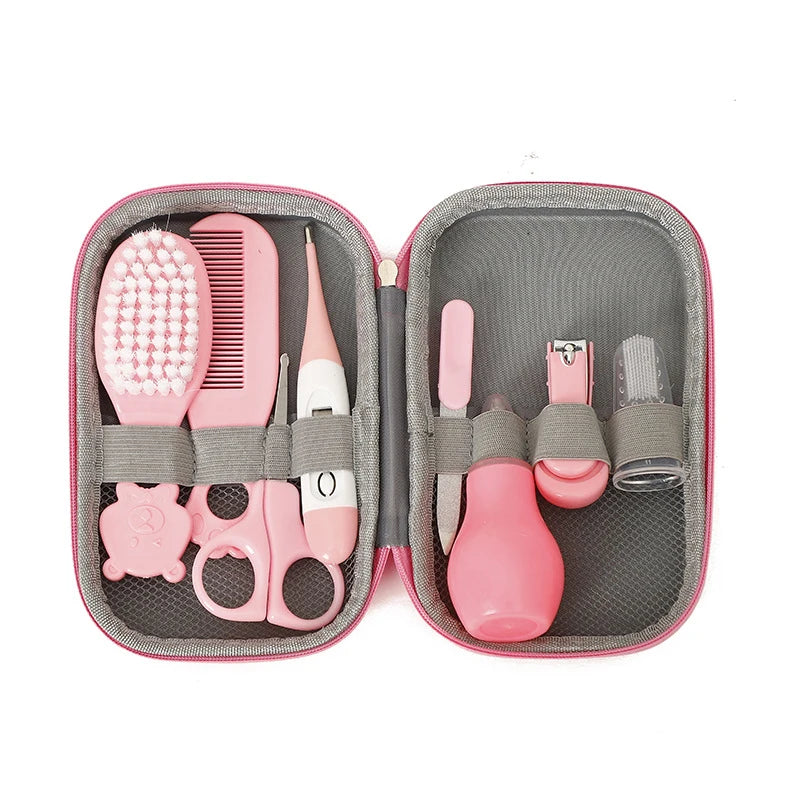 Trousse de soins pour bébé – Coupe-ongles, peigne, brosse, ciseaux, thermomètre