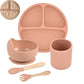 Baby Suction Plate Set – 5P Silicone Bowl, Cup & Utensil
