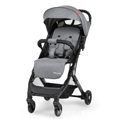 Poussette bébé légère à quatre roues pour les voyages – Poussette pliable avec suspension amortissante