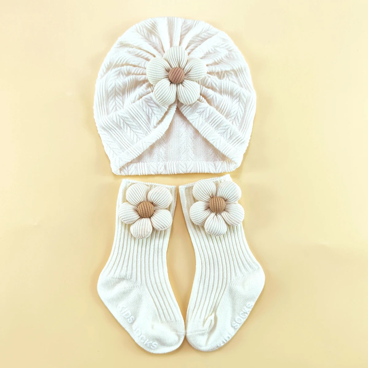Soft Newborn Baby Hat and Anti-Slip Socks Set