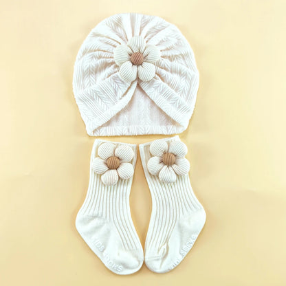 Soft Newborn Baby Hat and Anti-Slip Socks Set
